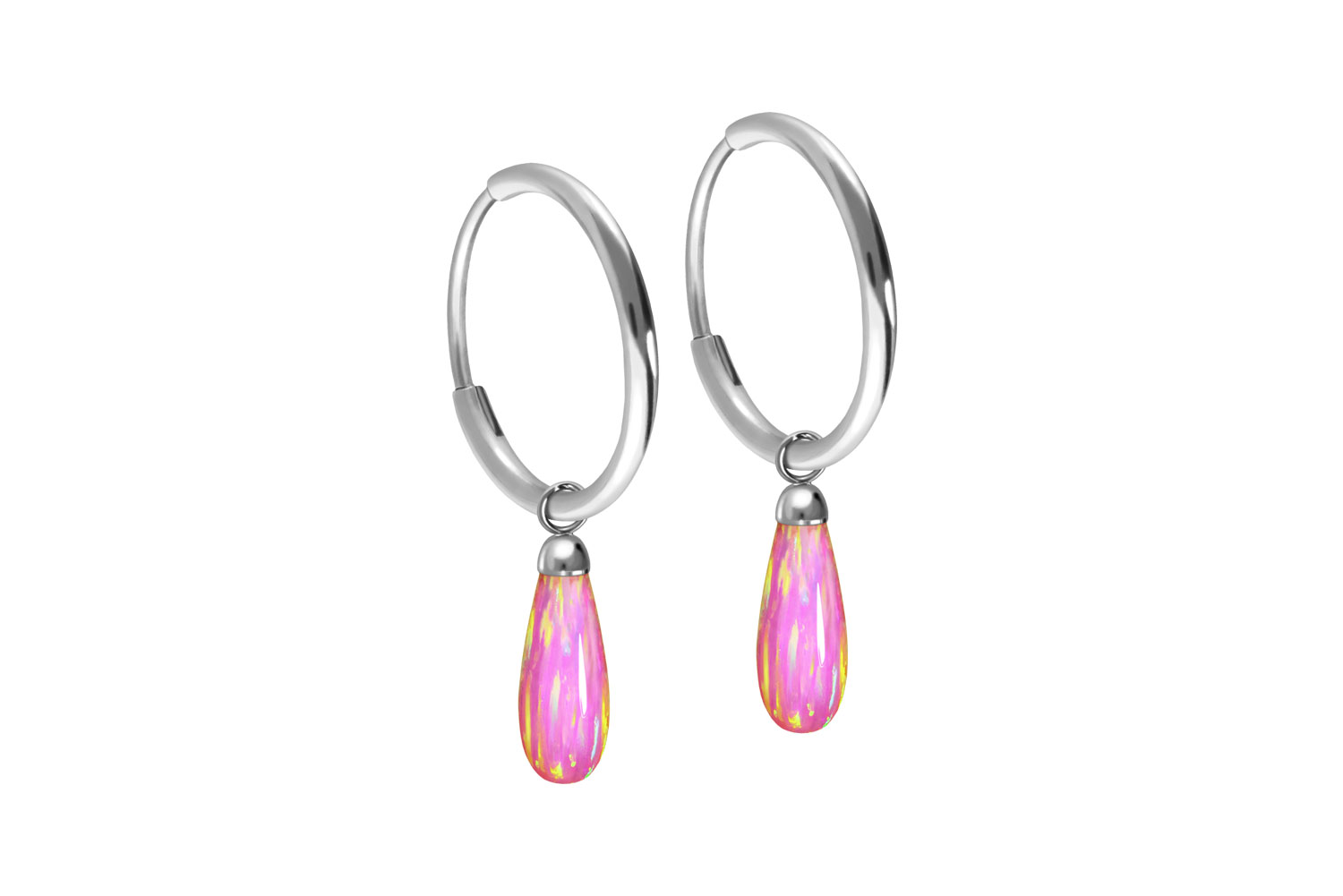 Titan Ohrclicker Creolen SYNTHETISCHER OPALTROPFEN von Piercingline